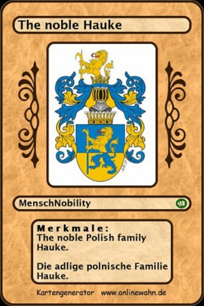 The noble Polish family Hauke. Die adlige polnische Familie Hauke. main product photo