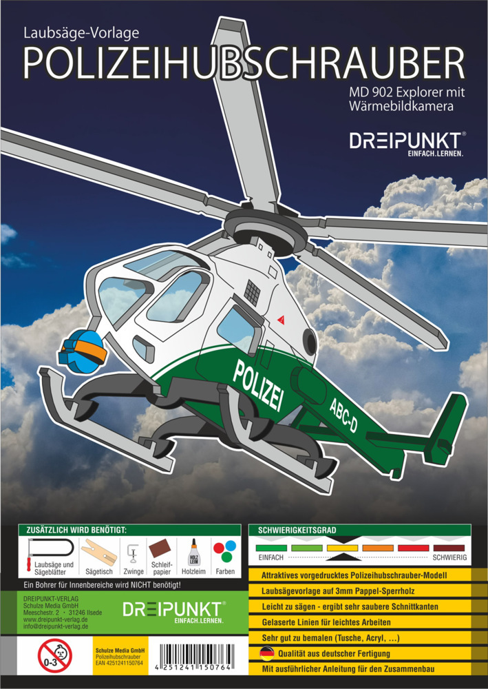 3D Laubsägevorlage Polizeihubschrauber main product photo