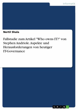 Fallstudie zum Artikel 'Who owns IT?' von Stephen Andriole. Aspekte und Herausforderungen von heutiger IT-Governance