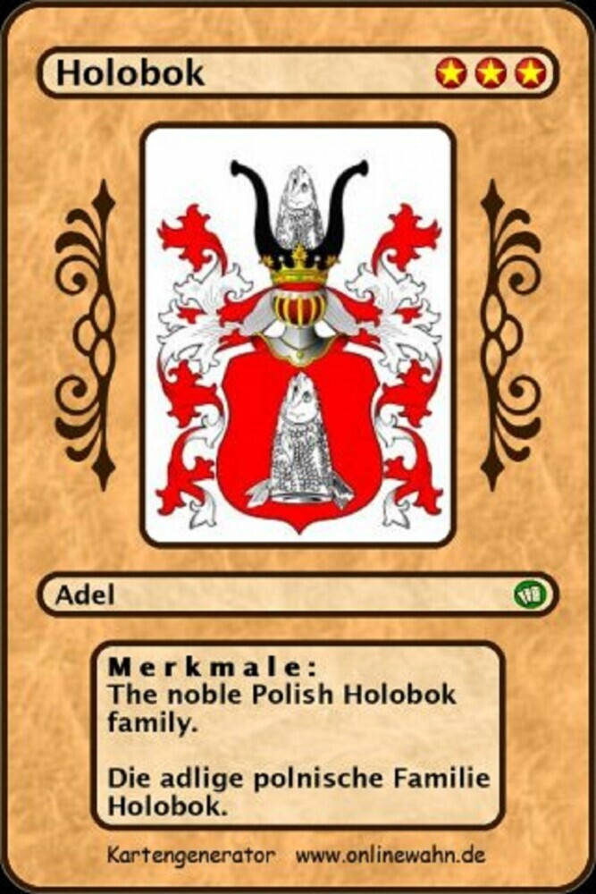 The noble Polish Holobok family. Die adlige polnische Familie Holobok. main product photo