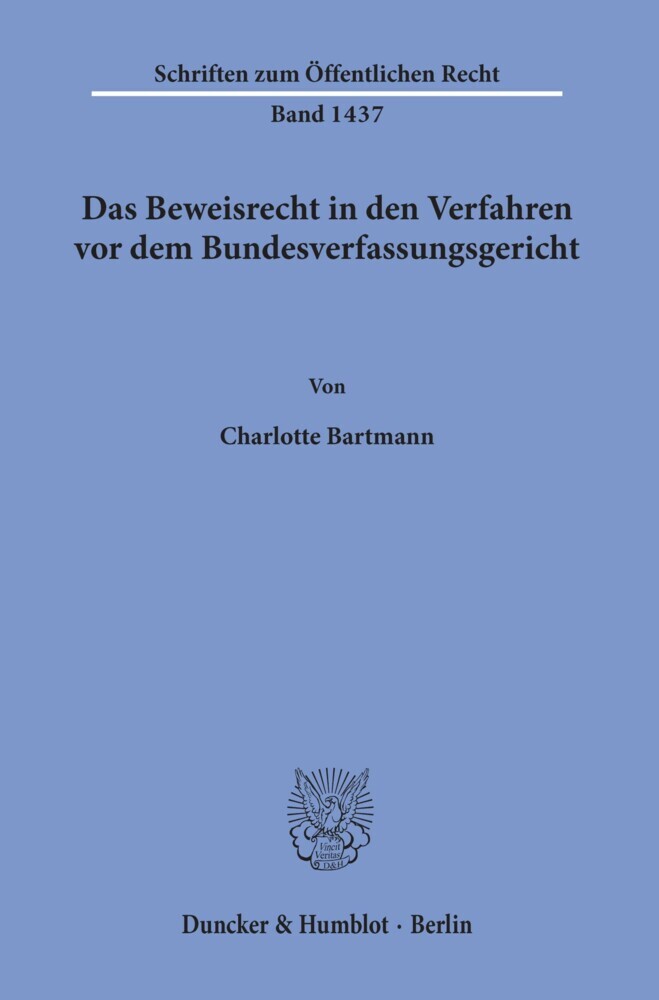Das Beweisrecht in den Verfahren vor dem Bundesverfassungsgericht. main product photo