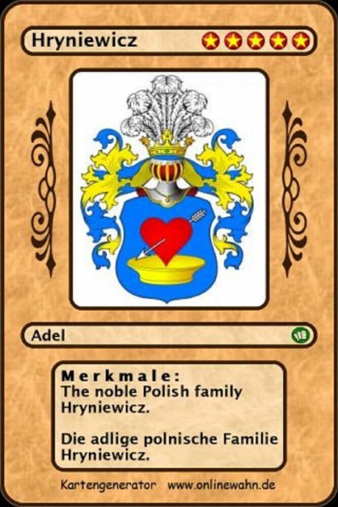 The noble Polish family Hryniewicz. Die adlige polnische Familie Hryniewicz. main product photo