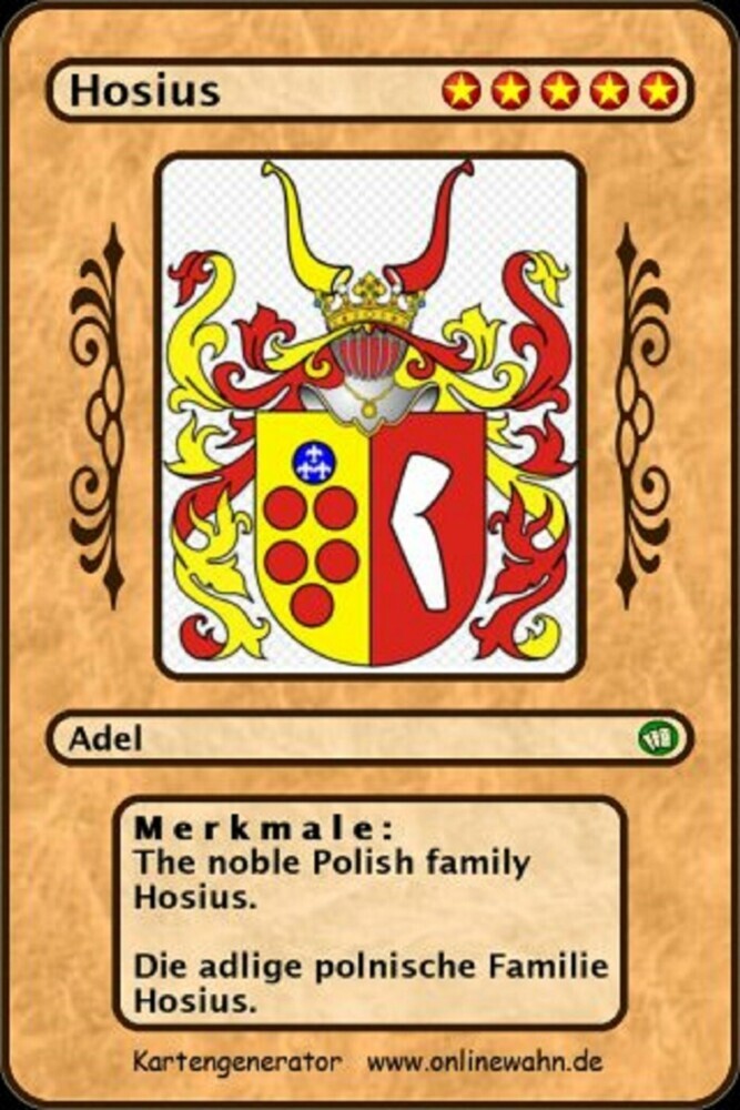 The noble Polish family Hosius. Die adlige polnische Familie Hosius. main product photo