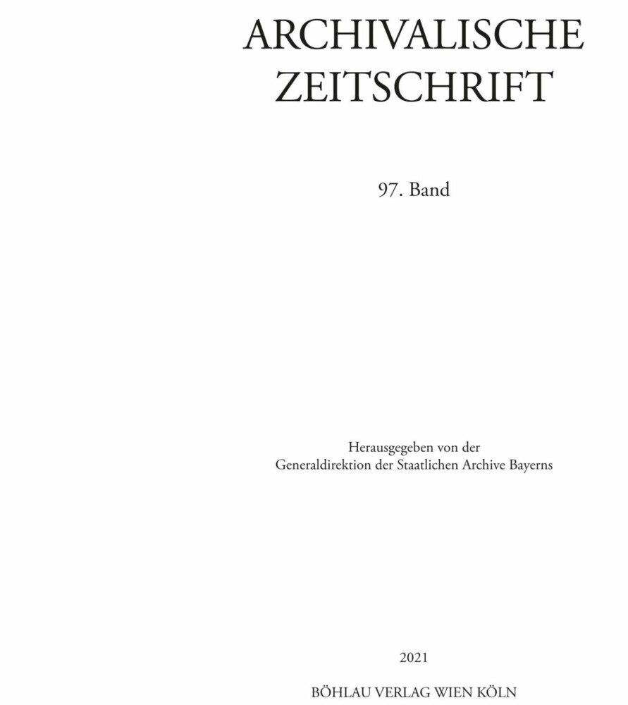 Archivalische Zeitschrift 97 (2021) main product photo