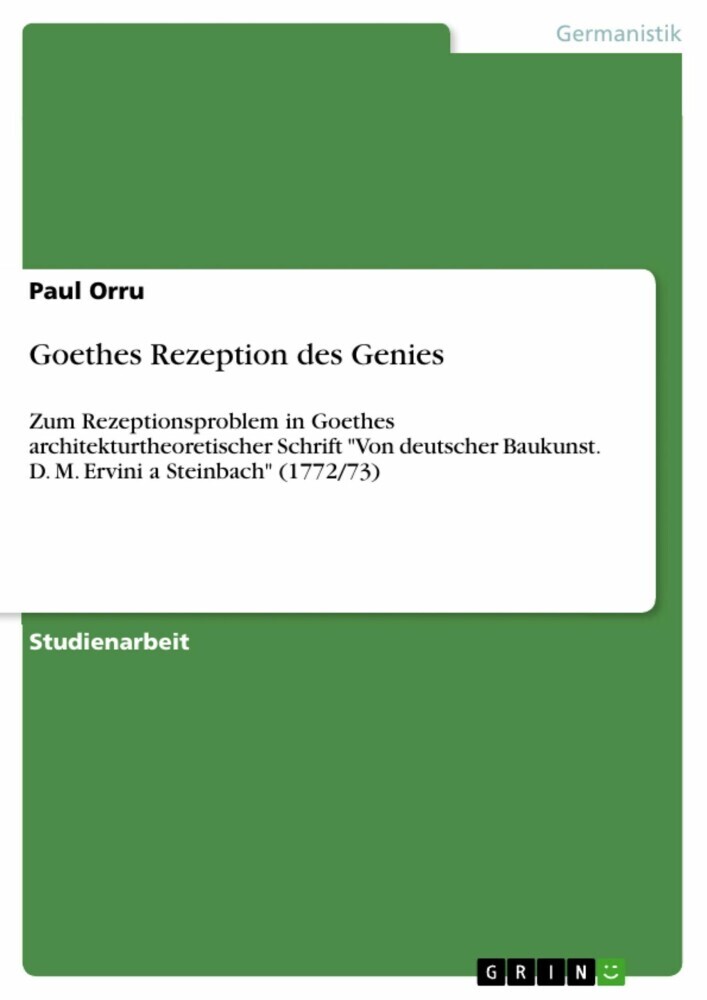 Goethes Rezeption des Genies main product photo