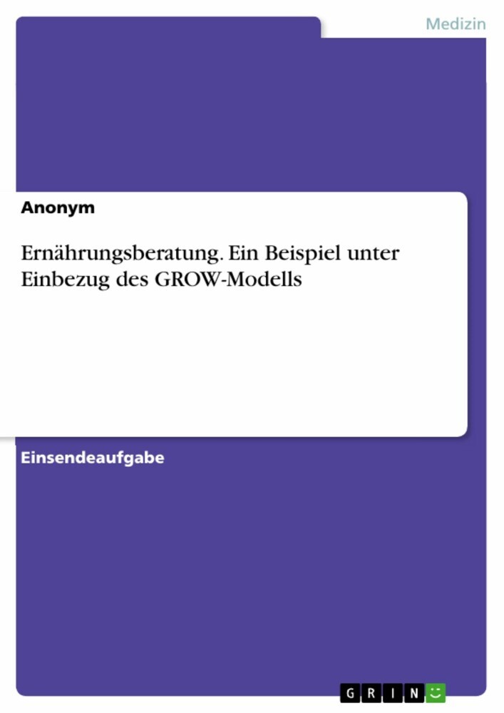 Ernährungsberatung. Ein Beispiel unter Einbezug des GROW-Modells main product photo