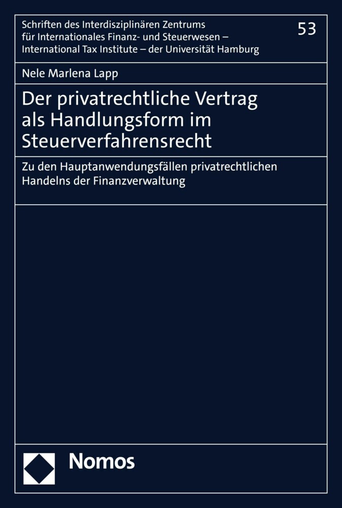 Der privatrechtliche Vertrag als Handlungsform im Steuerverfahrensrecht main product photo