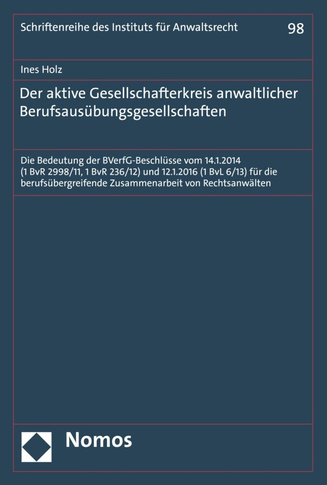 Der aktive Gesellschafterkreis anwaltlicher Berufsausübungsgesellschaften main product photo
