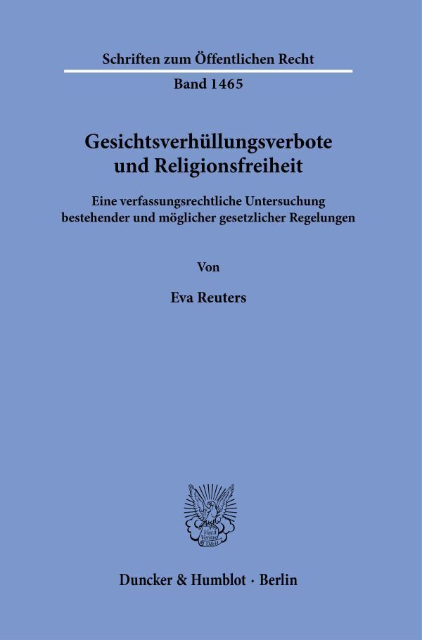 Gesichtsverhüllungsverbote und Religionsfreiheit. main product photo