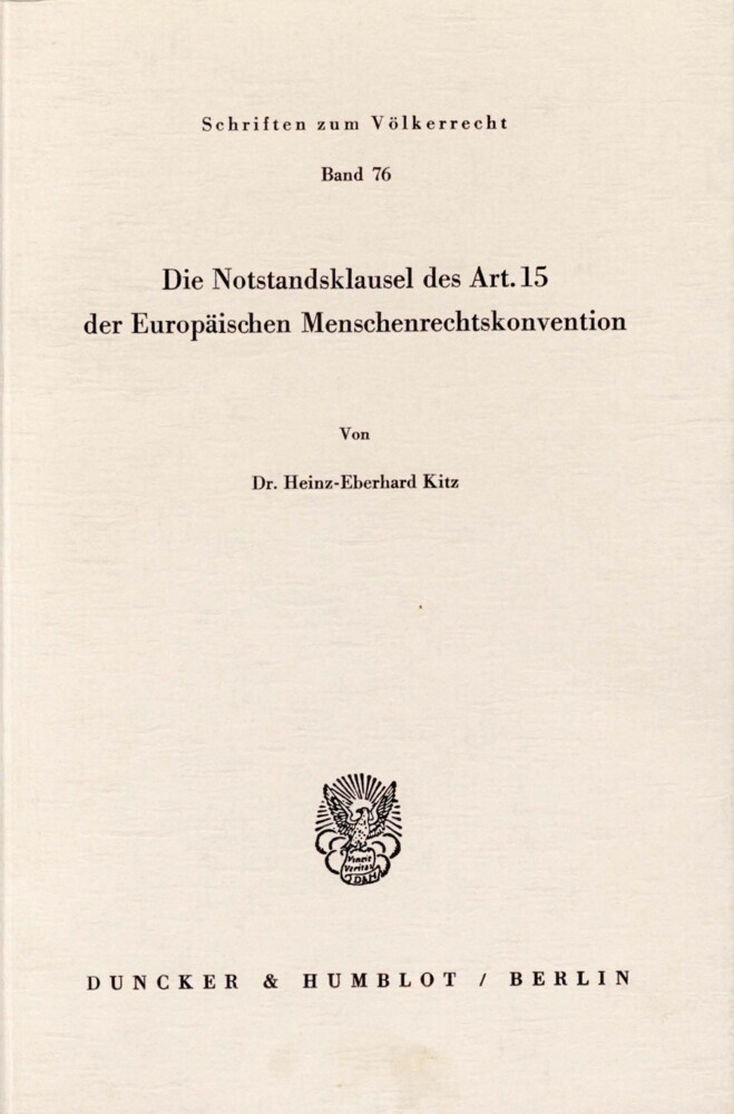 Die Notstandsklausel des Art. 15 der Europäischen Menschenrechtskonvention. main product photo