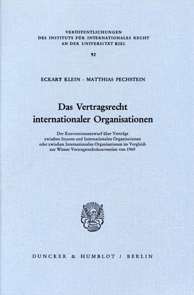 Das Vertragsrecht internationaler Organisationen. main product photo