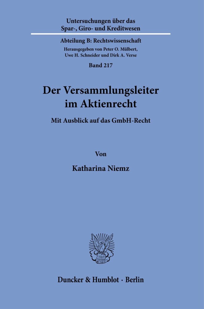 Der Versammlungsleiter im Aktienrecht. main product photo