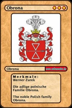 The noble Polish family Obrona. Die adlige polnische Familie Obrona.