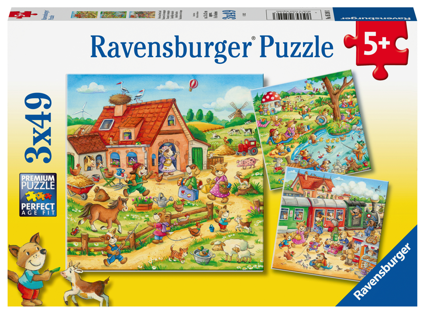 Ravensburger Kinderpuzzle - Ferien auf dem Land - 3x49 Teile Puzzle für Kinder ab 5 Jahren main product photo