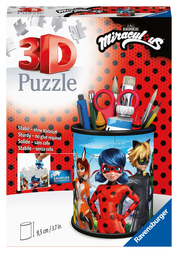 Ravensburger 3D Puzzle 11278 - Utensilo Miraculous - 54 Teile - Stiftehalter für Miraculous-Fans ab 6 Jahren, Schreibtisch-Organizer für Kinder main product photo
