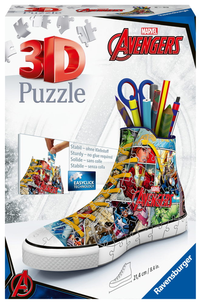 Ravensburger 3D Puzzle 12113 - Sneaker Avengers - 108 Teile - praktischer Stiftehalter im Marvel Avengers Design ab 8 Jahren main product photo