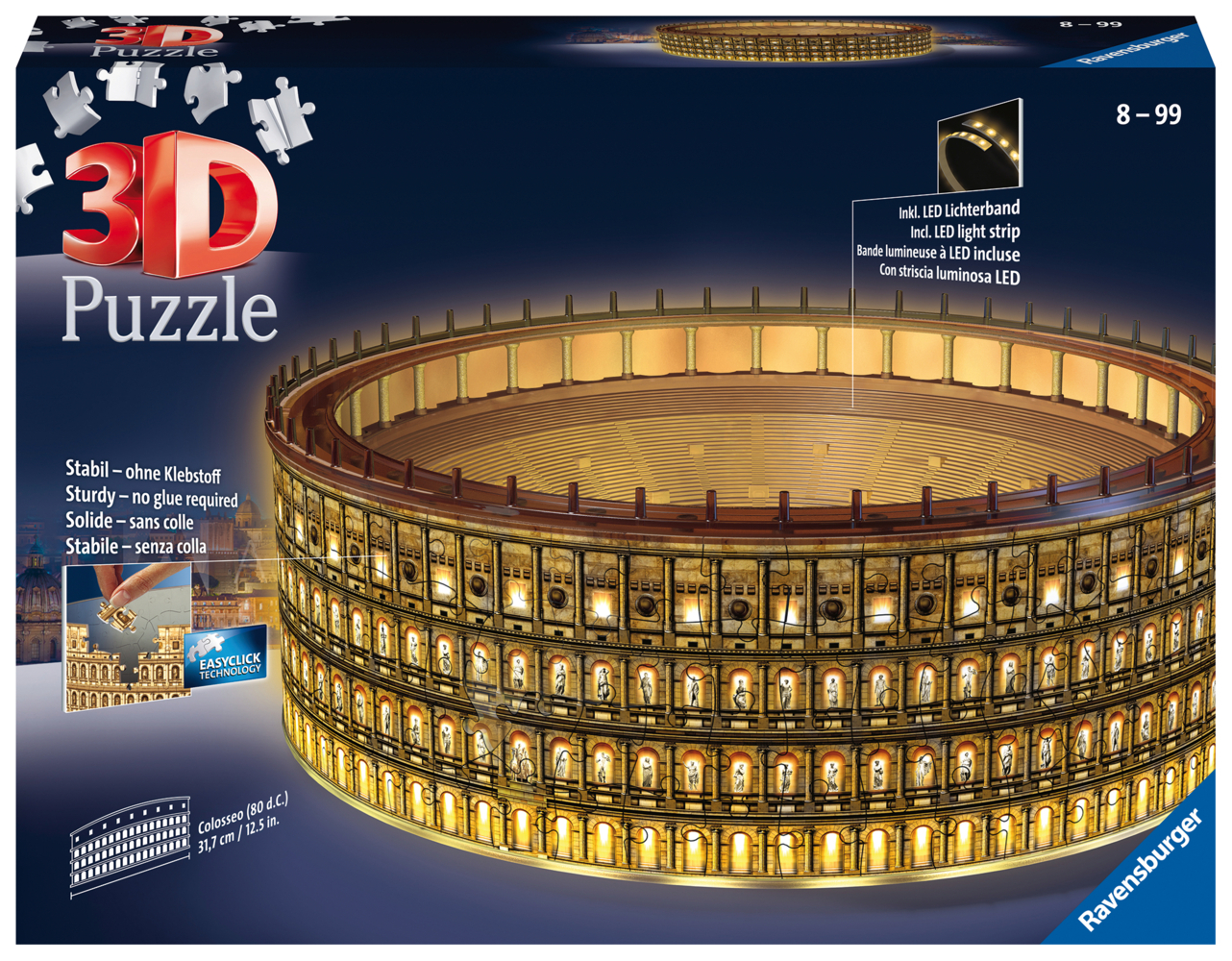 Ravensburger 3D Puzzle Kolosseum in Rom bei Nacht 11148 - leuchtet im Dunkeln main product photo