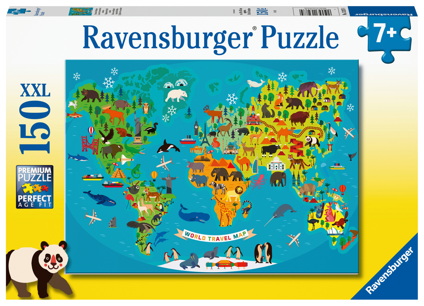 Ravensburger Kinderpuzzle - Tierische Weltkarte - 150 Teile Puzzle für Kinder ab 7 Jahren main product photo