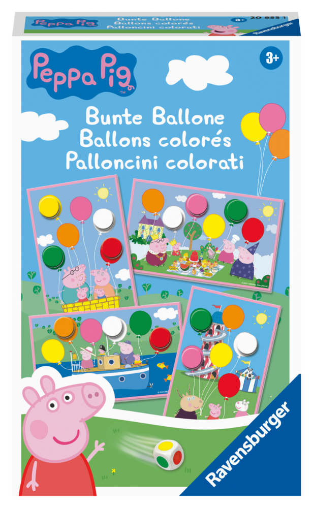 Ravensburger Mitbringspiel - 20853 - Peppa Pig Bunte Ballone - Lustiges Farbwürfelspiel für Kinder ab 3 Jahren main product photo