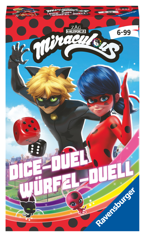 Ravensburger Mitbringspiel - 20893 - Miraculous Würfel-Duell, Spannendes Würfelspiel mit Lady Bug und Cat Noir ab 6 Jahren main product photo
