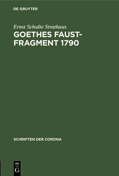 Goethes Faust-Fragment 1790 main product photo