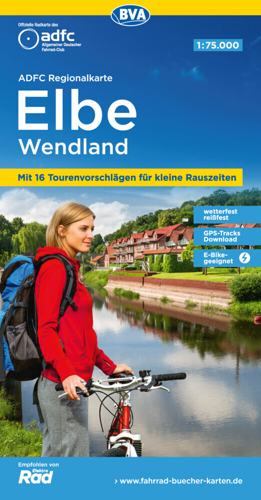 ADFC-Regionalkarte Elbe Wendland, 1:75.000, mit Tagestourenvorschlägen, reiß- und wetterfest, E-Bike-geeignet, GPS-Tracks Download main product photo