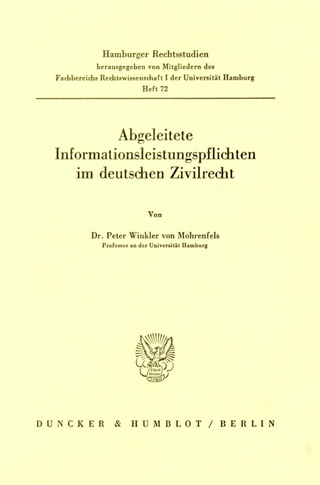 Abgeleitete Informationsleistungspflichten im deutschen Zivilrecht. main product photo