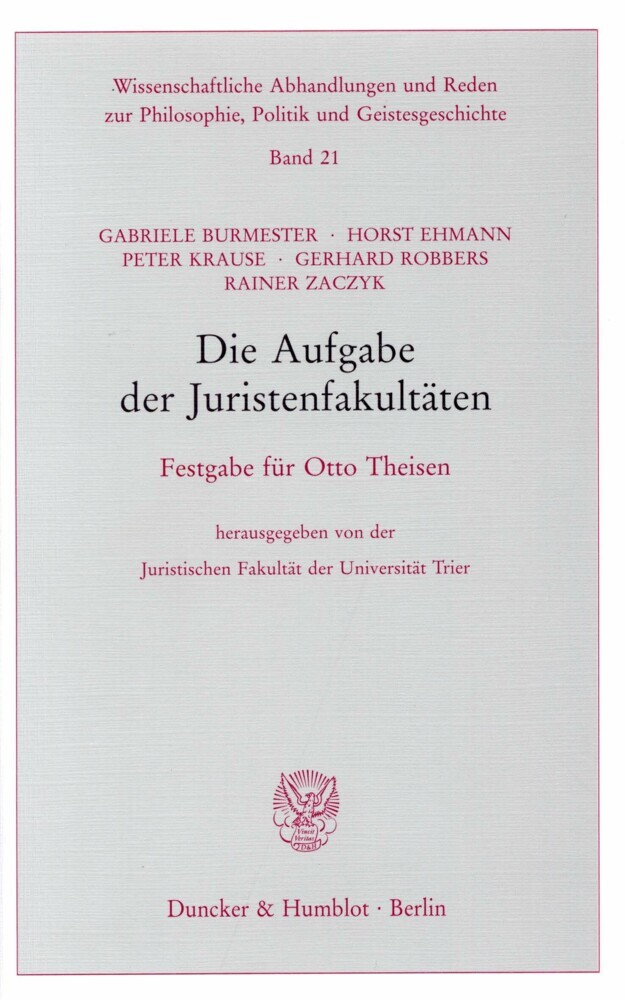 Die Aufgabe der Juristenfakultäten. main product photo