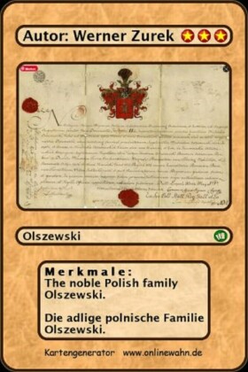 The noble Polish family Olszewski. Die adlige polnische Familie Olszewski.