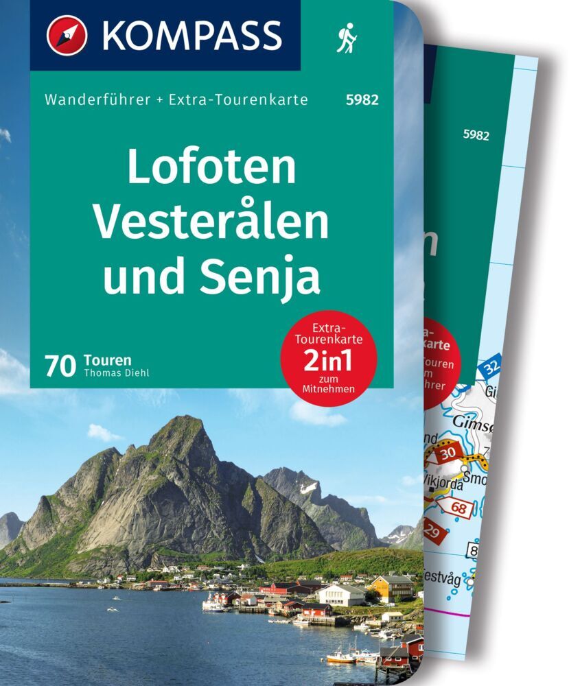 KOMPASS Wanderführer Lofoten, Vesterålen und Senja, 70 Touren mit Extra-Tourenkarte main product photo