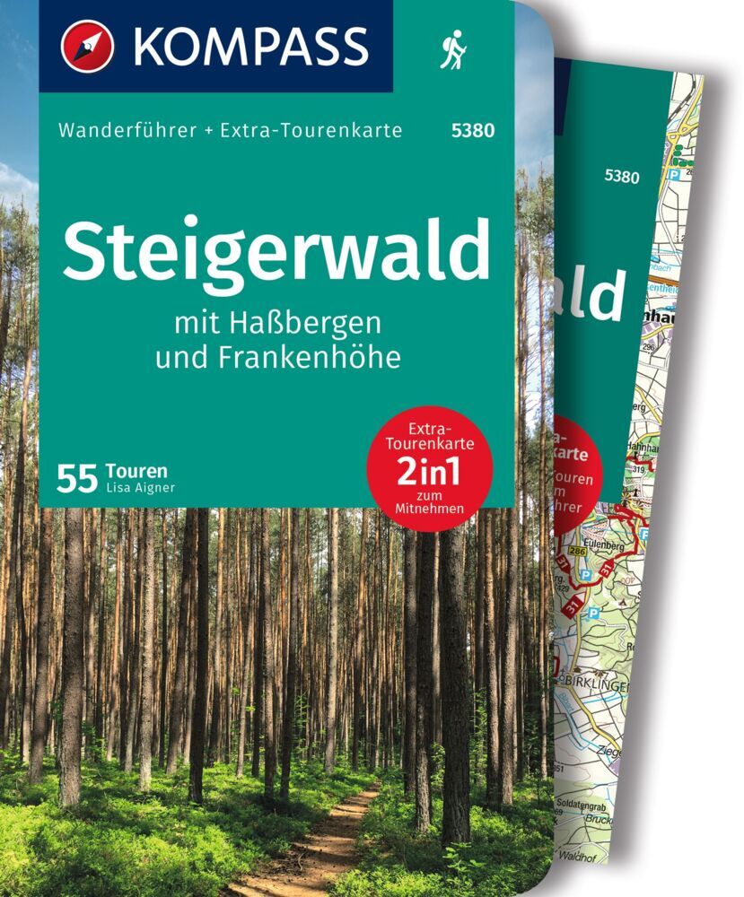 KOMPASS Wanderführer Steigerwald mit Haßbergen und Frankenhöhe, 55 Touren mit Extra-Tourenkarte main product photo