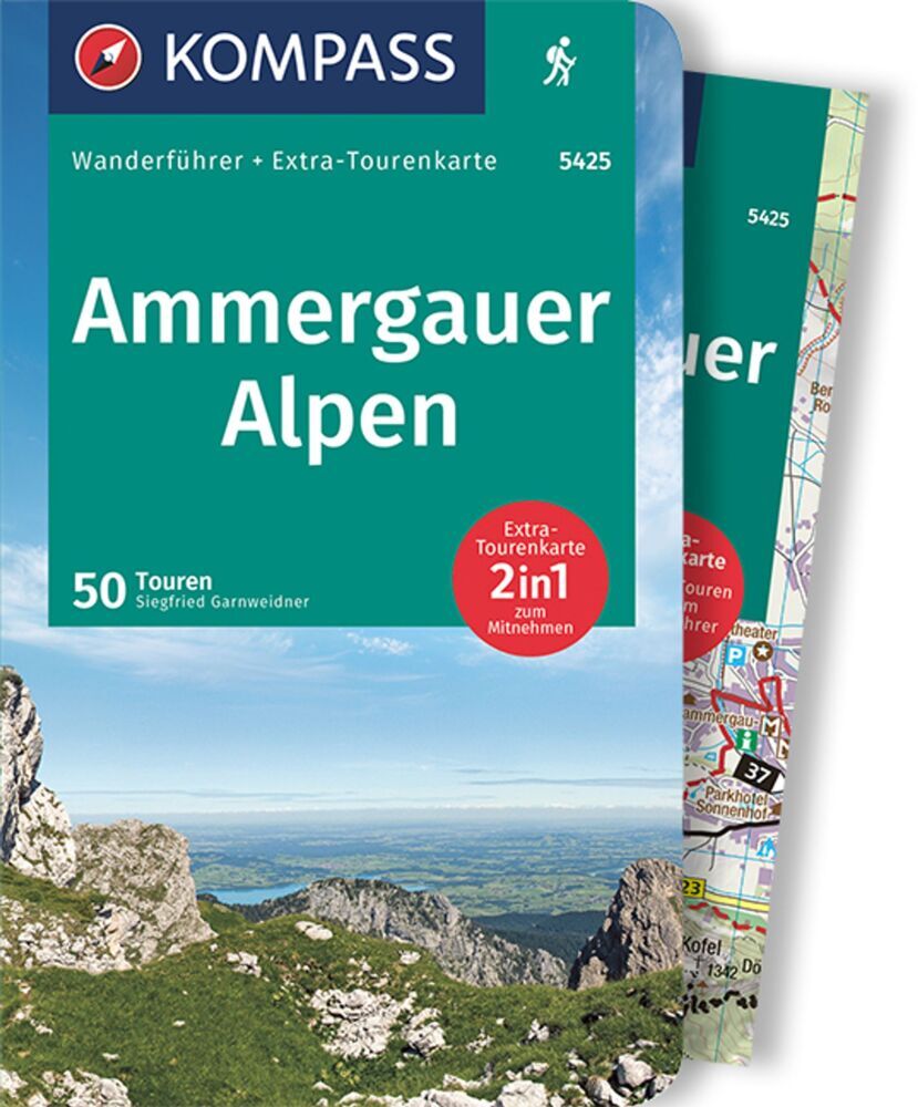 KOMPASS Wanderführer Ammergauer Alpen, 50 Touren mit Extra-Tourenkarte main product photo