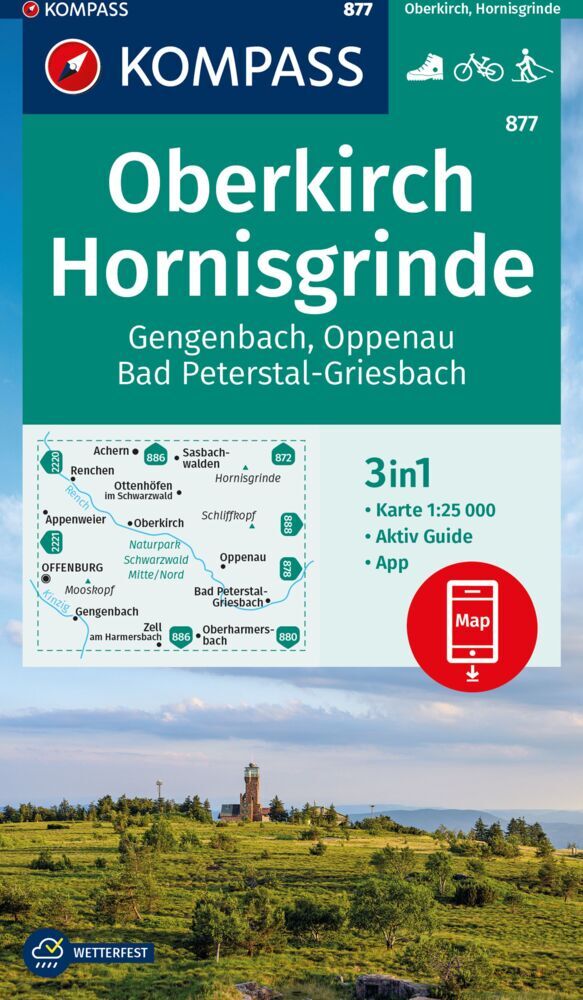 KOMPASS Wanderkarte 877 Oberkirch, Hornisgrinde, Gengenbach, Oppenau, Bad Peterstal-Griesbach 1:25.000 main product photo