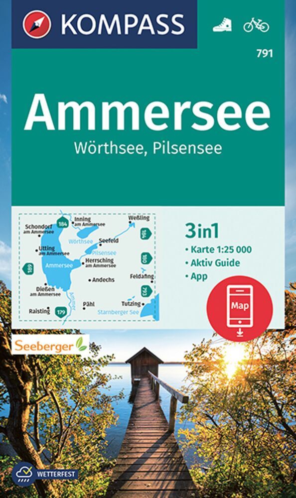 KOMPASS Wanderkarte 791 Ammersee, Wörthsee, Pilsensee 1:25.000 main product photo