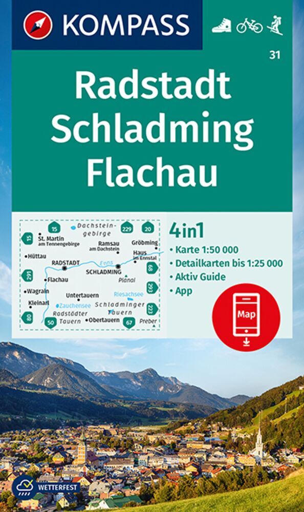 KOMPASS Wanderkarte 31 Radstadt, Schladming, Flachau 1:50.000 main product photo
