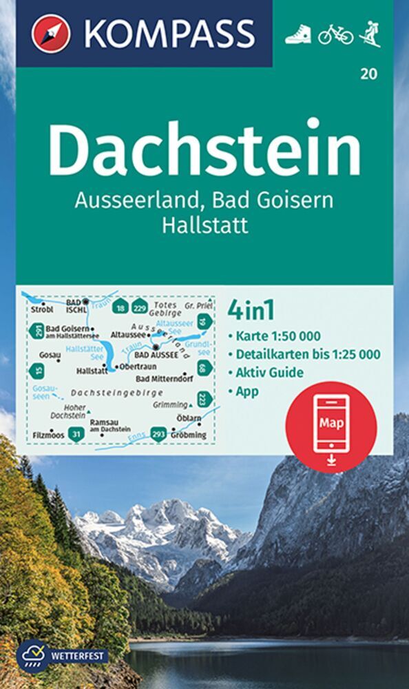 KOMPASS Wanderkarte 20 Dachstein, Ausseerland, Bad Goisern, Hallstatt 1:50.000 main product photo