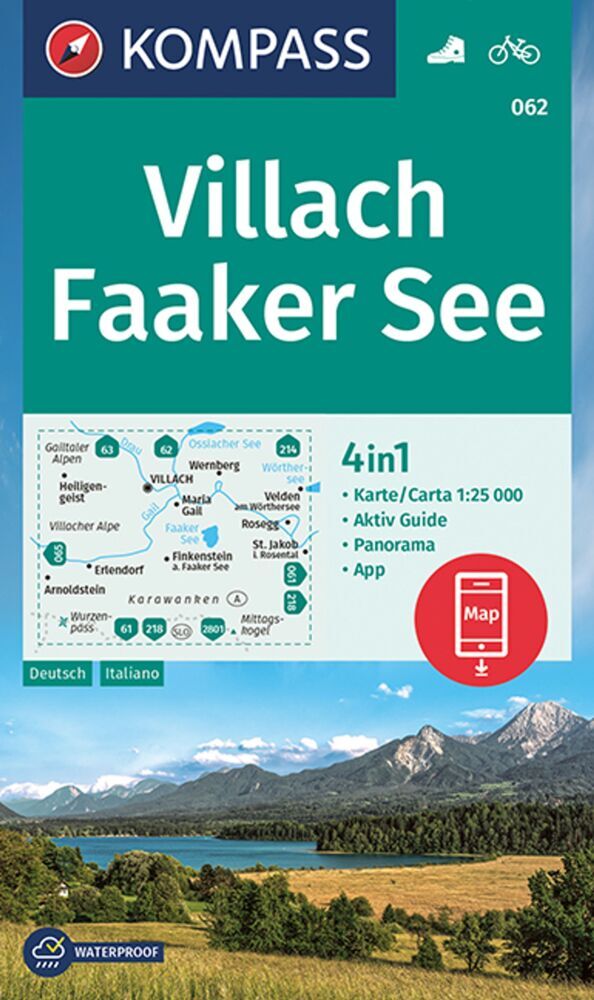 KOMPASS Wanderkarte 062 Villach, Faaker See 1:25.000 main product photo