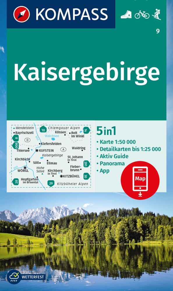 KOMPASS Wanderkarte 9 Kaisergebirge 1:50.000 main product photo