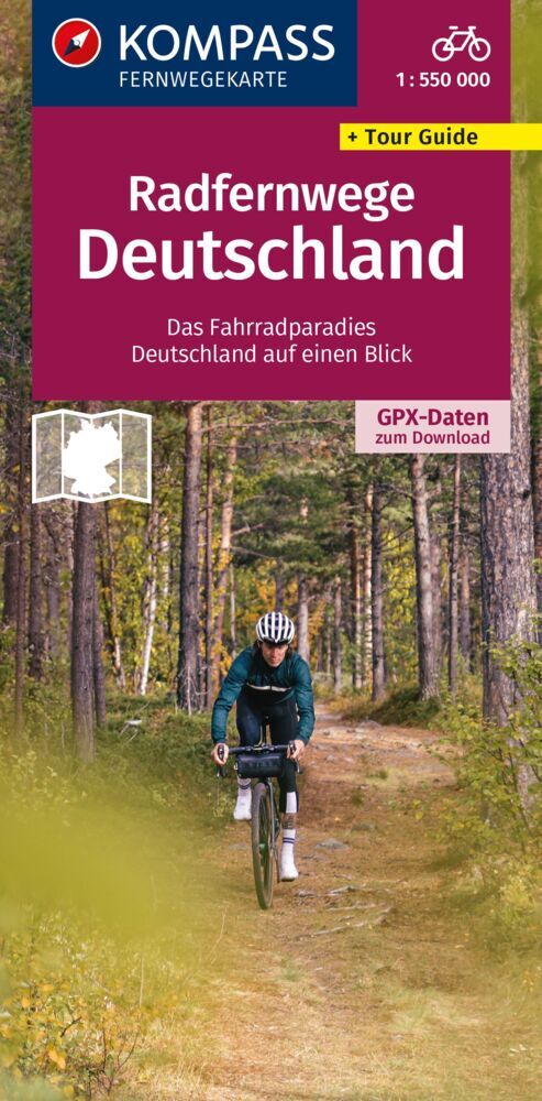 KOMPASS Radfernwegekarte Radfernwege Deutschland 1:550.000 main product photo