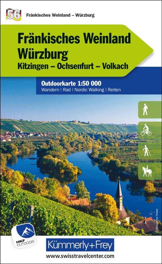 Kümmerly+Frey Outdoorkarte Deutschland 56 Fränkisches Weinland, Würzburg 1:50.000 main product photo