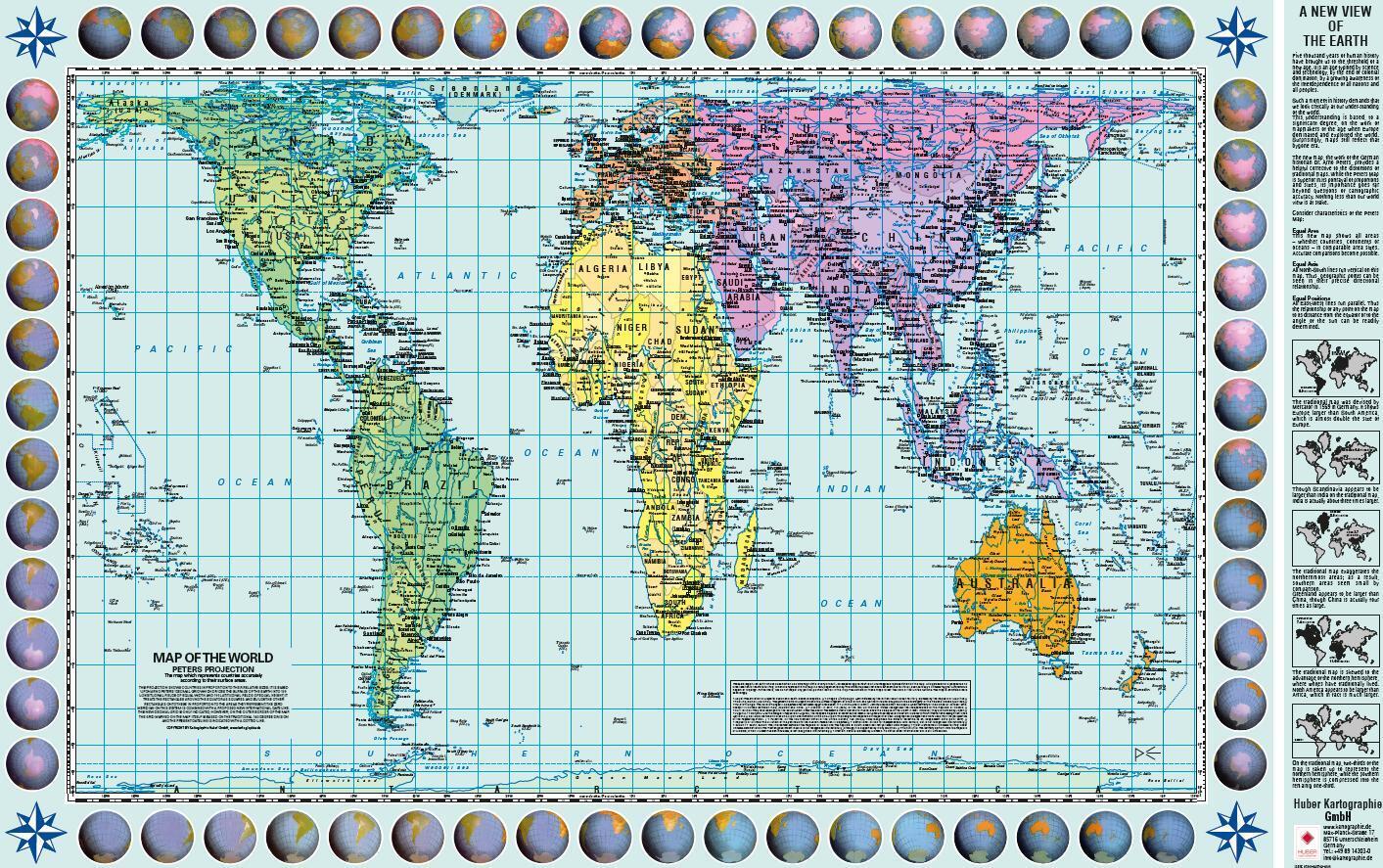 MAP OF THE WORLD IN PETERS-PROJECTION main product photo