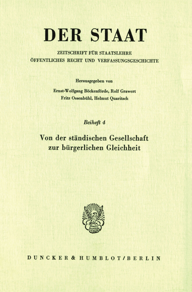 Von der ständischen Gesellschaft zur bürgerlichen Gleichheit. main product photo