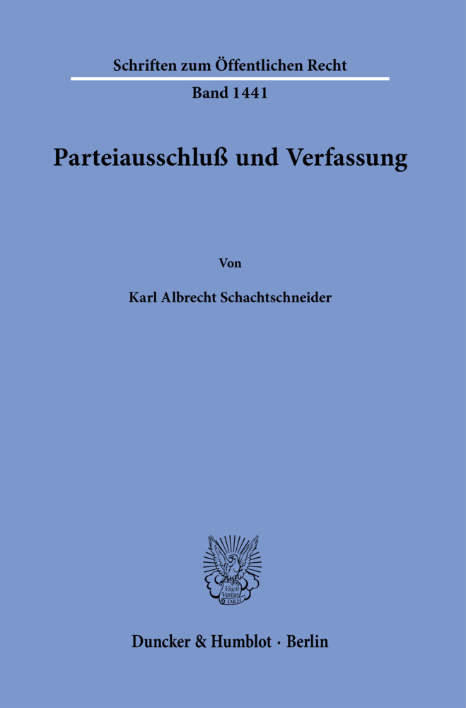 Parteiausschluß und Verfassung. main product photo