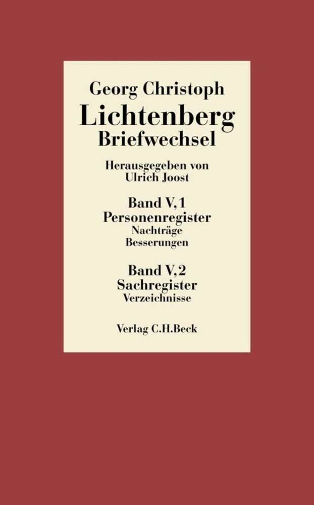 Lichtenberg Briefwechsel Bd. 5: Register main product photo