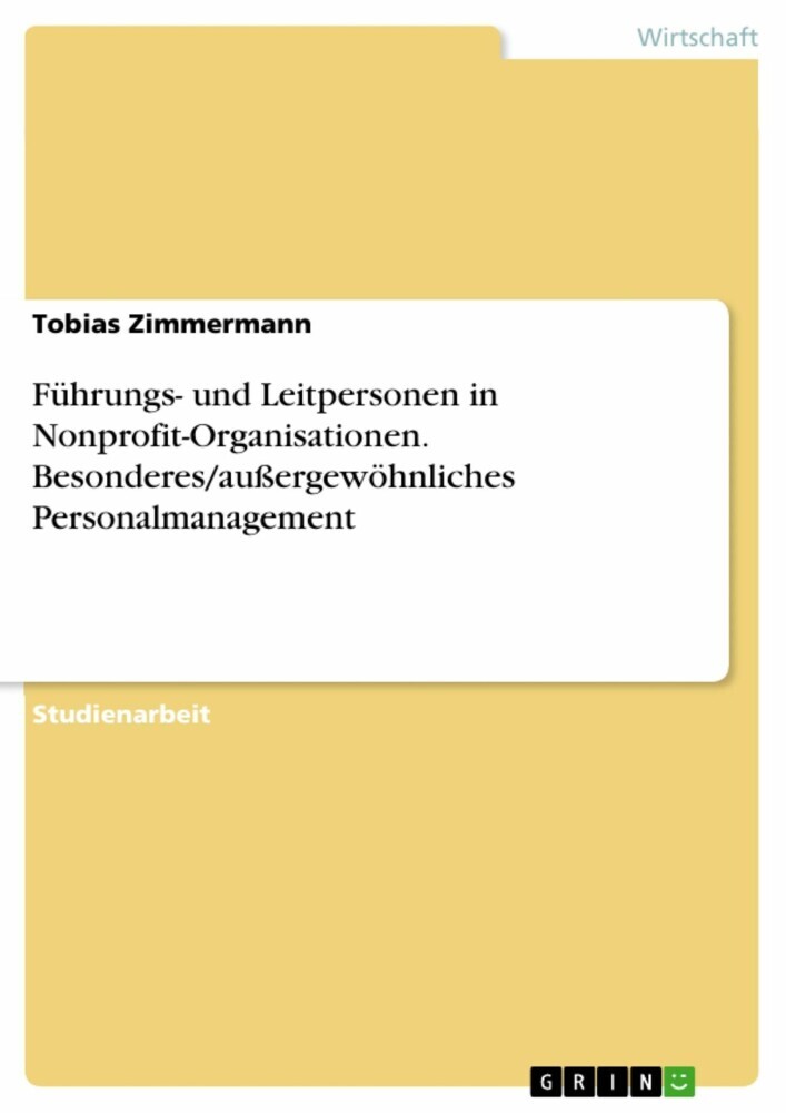 Führungs- und Leitpersonen in Nonprofit-Organisationen. Besonderes/außergewöhnliches Personalmanagement main product photo