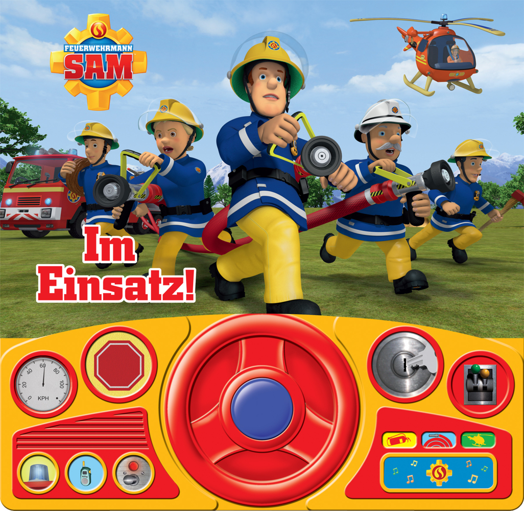 Feuerwehrmann Sam - Im Einsatz! - Soundbuch - Pappbilderbuch mit beweglichem Lenkrad und 13 spannenden Geräuschen für Kinder ab 3 Jahren main product photo