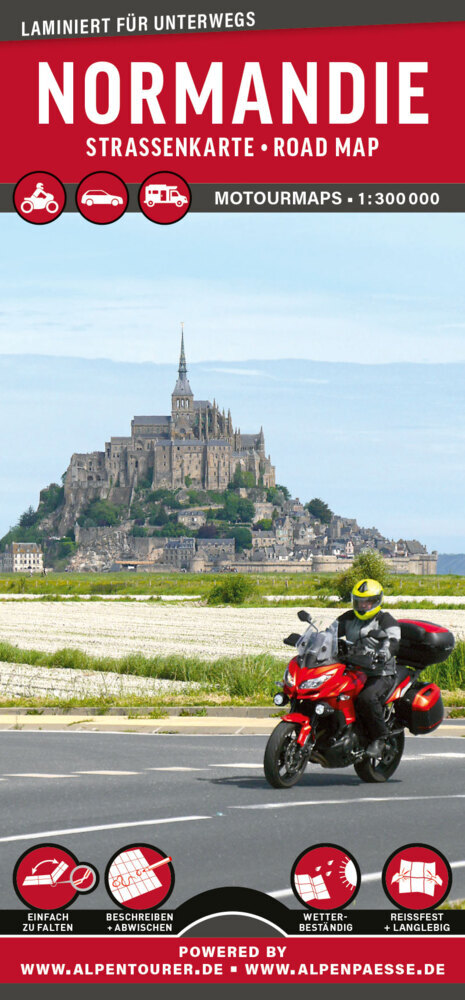 MoTourMaps Normandie Auto- und Motorradkarte 1:300.000 main product photo