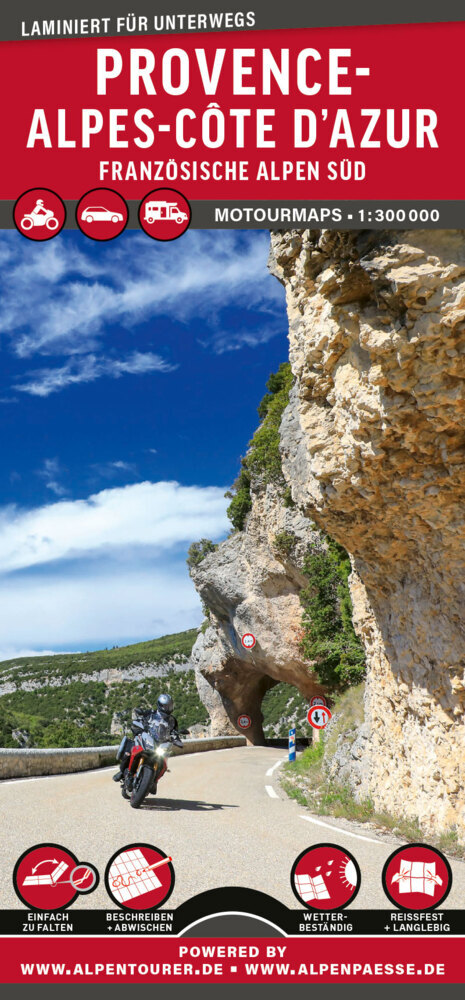 MoTourMaps Provence-Alpes-Côte d'Azur (Französische Alpen Süd) Auto- und Motorradkarte 1:300.000 main product photo