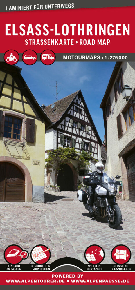MoTourMaps Elsass & Lothringen Auto- und Motorradkarte 1:275.000 main product photo
