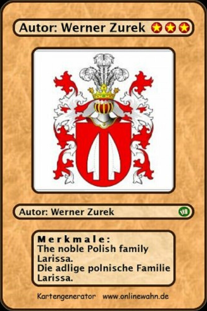 The noble Polish family Larissa. Die adlige polnische Familie Larissa. main product photo